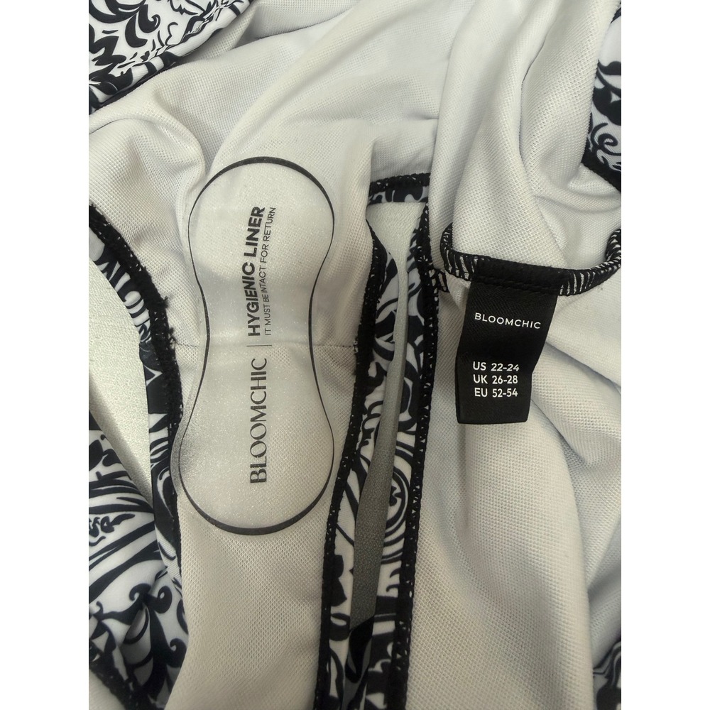 Bloomchic Women Black White Paisley Swim Dress Plus Size 22-24 2 Piece Swimsuit - Picture 4 of 5